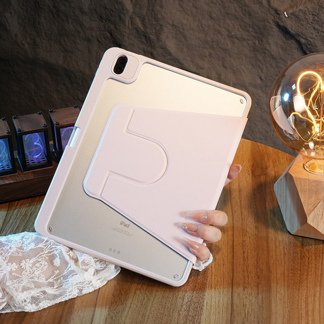 적용 애플 아이패드 케이스 360도 회전 iPad10/Air4/5 아크릴 태블릿 케이스, 연핑크, 1개