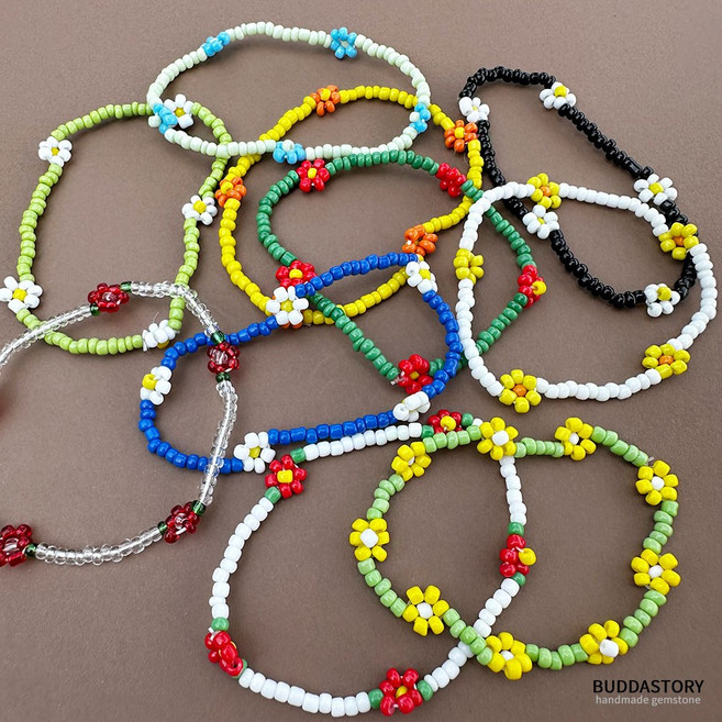 팬지 비즈 꽃 팔찌 데이지 지디 스타일 플라워