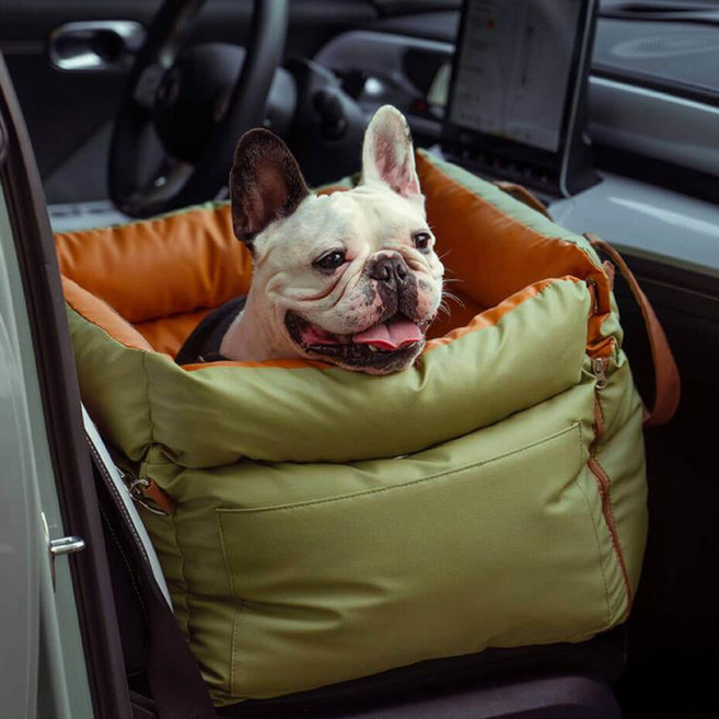 이지몰 강아지 카시트 애견 드라이빙 키트 차량용 안전 방석, 카키