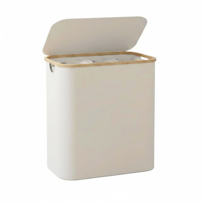 픽커스 대용량 접이식 3단 빨래 세탁 바구니 140L, 베이지