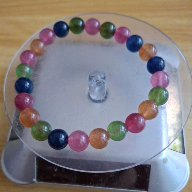 8mm糖果碧璽圓珠手串 色彩繽紛 精緻串珠工藝