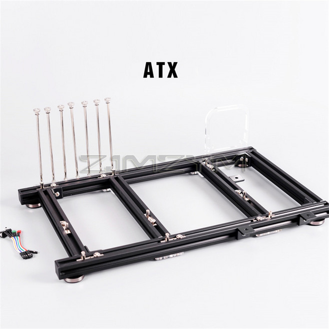 ATX PC 테스트 벤치 알루미늄 합금 컴퓨터 케이스 수냉 오픈 프레임 오버클럭 에어 지원 그래픽 카드, 05 Black, 1개