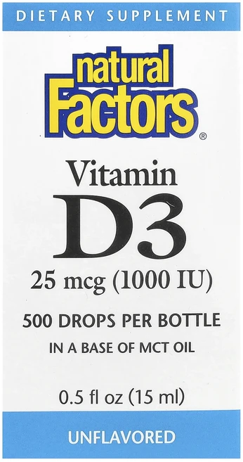 Natural Factors 비타민D3 드롭스 무맛 25mcg(1000IU) 15ml(0.5fl oz), NaturalFactors비타민D3드롭스무맛25mcg1, 1개, 15ml - 쿠팡