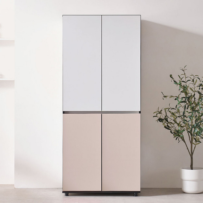 모토 800 키큰장 양문형 주방수납장 팬트리 냉장고장, 모토 800 도어형 수납장, 투톤베이지