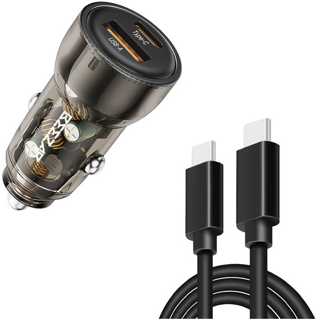 비잽 PD3.0 PPS 2포트 QC4.0 차량용 시거잭 자동차 초고속 충전기 60W 케이블 포함 3종, 75W, 2구, 1개