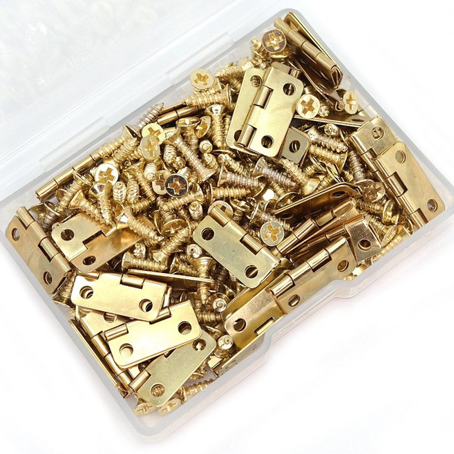 아이베란다 미니경첩 가구 소품 장식 철물 힌지 골드 16x13mm 50개 1세트