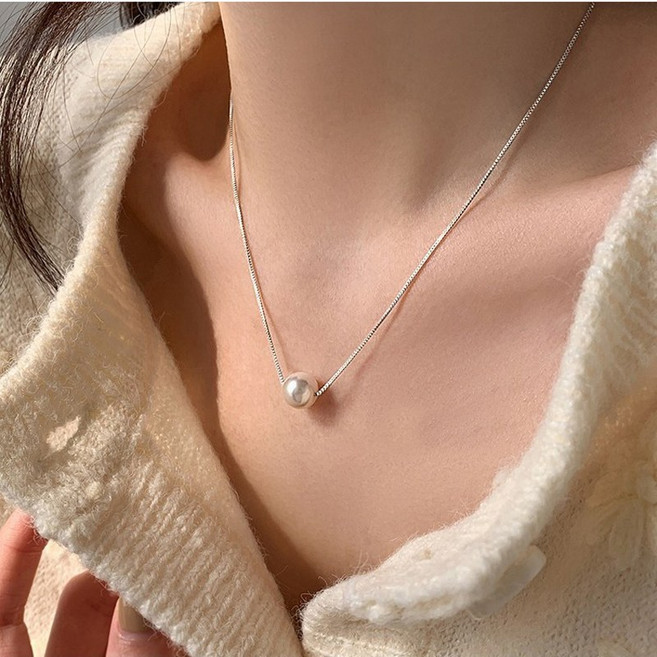 아워쉘터 변색없는 써지컬 스틸 진주 목걸이 (6mm/8mm/10mm)