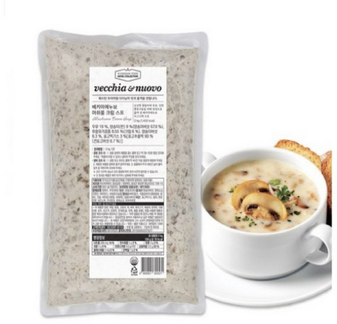 신세계푸드 베키아에누보 머쉬룸 크림 스프 2kg x 5개 / 대용량 업소용 양송이크림스프 양송이스프
