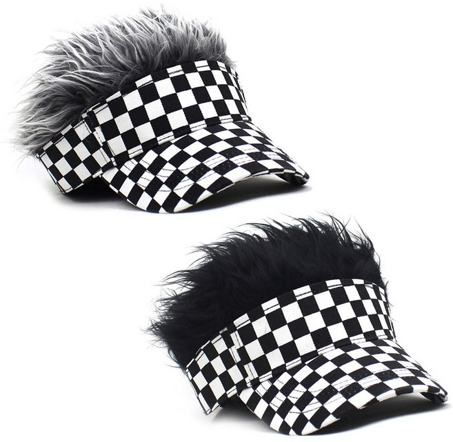 위너리스 체커 인모 골프썬캡 일체형 가발모자 야외스포츠 모자 택1, 체커인모썬캡(블랙), 1개