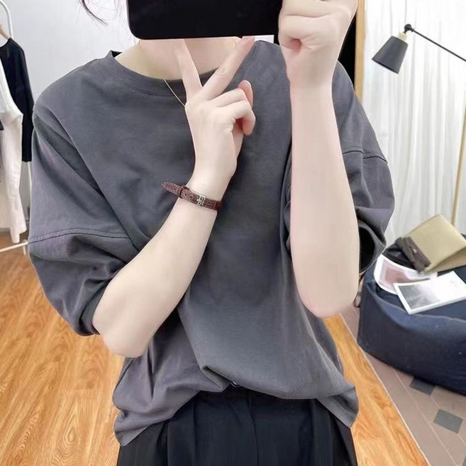 MOSAIRATION 여성 코튼 라운드넥 루즈핏 캐주얼 퍼프소매 데일리 반팔 티셔츠 V01030713