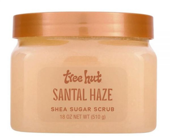 Tree Hut Santal Haze 시어 슈가 스크럽 각질 제거 수분 공급 및 모이스처라이징 바디 버터 영양 에센셜 오일 함유 피부를 매끄럽고 부드럽게 함 532.3m