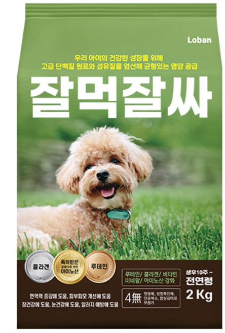 잘먹잘싸 전연령 강아지 건식사료, 연어, 2kg, 1개
