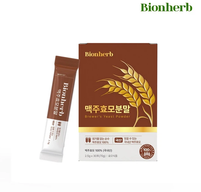 비온허브 맥주효모 분말 가루 스틱포장 75g, 1박스, 30회분 - 쿠팡