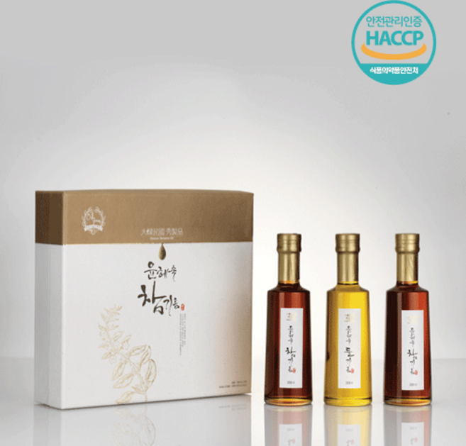 예천 윤혜숙 참기름 지함 세트 4번 (참기름 300ml 2병 들기름 300ml 1병), 1세트