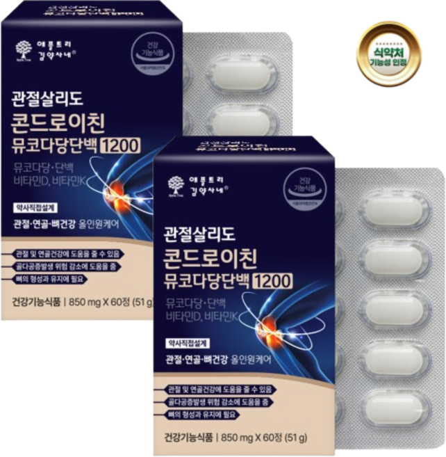 김약사네 관절살리도 뮤코다당단백 콘드로이친 1200 비타민D K 초록입홍합분말
