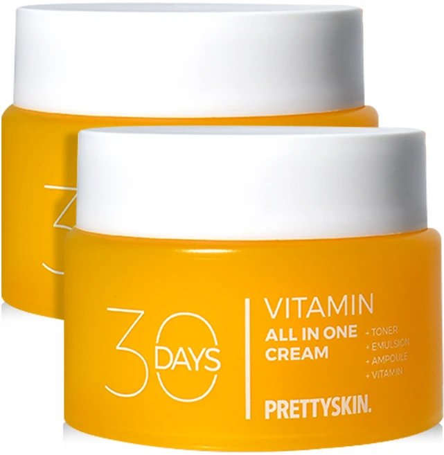 프리티스킨 올인원 수분크림 영양 보습 크림 2개, 프리티스킨 비타민 올인원 수분크림 보습 미백 영양크림, 100ml - 쿠팡