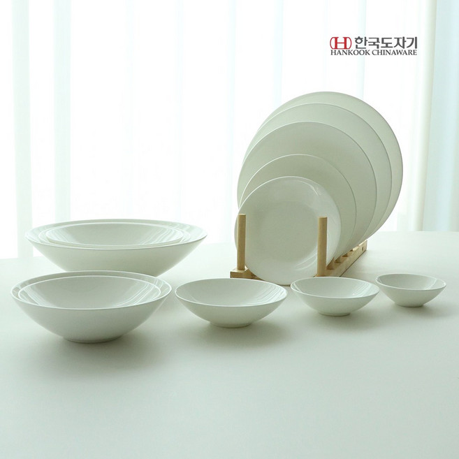 한국도자기 명품 파인본차이나 누보 화이트 그릇 식기 접시 종지 찬기 요리볼, 원형접시, 4호 (약 25cm), 1개