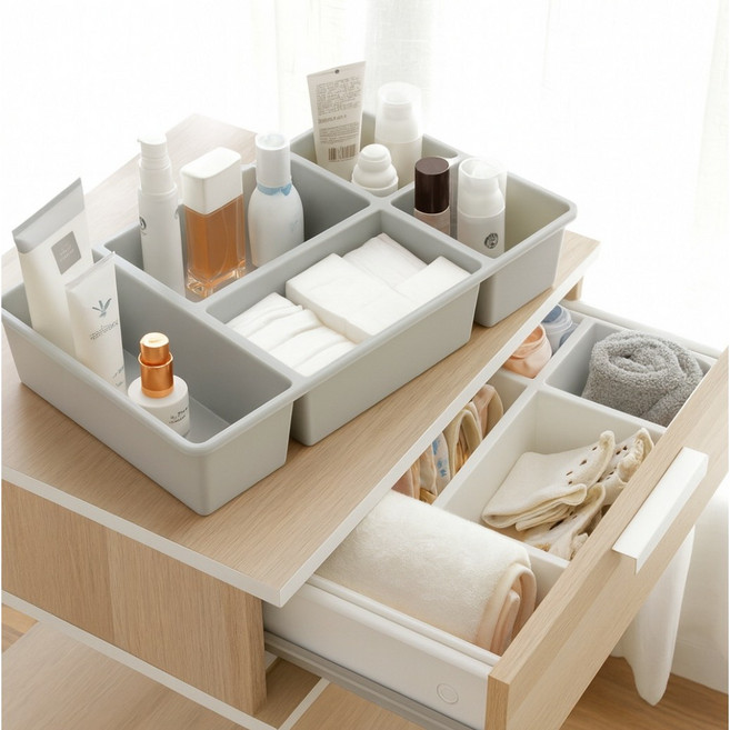 릴렉온 한눈에쏙 칸막이 수납 정리함, 화이트, 1개