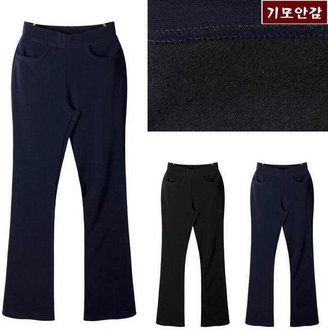 애니진 여성 기모 세미 부츠컷 밴딩 나팔팬츠 빅사이즈 겨울바지 6812