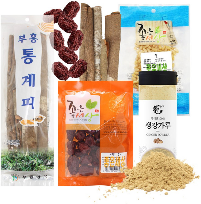 수정과 DIY 재료(통계피500g+잣40g+생강가루80g+대추100g), 720g, 1세트