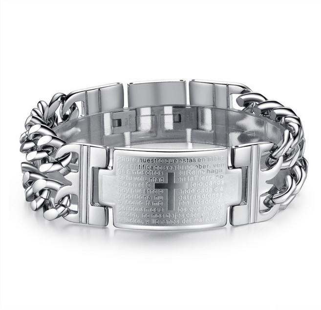 호이고고 심플 써지컬스틸 남자 굵은 십자가 체인 팔찌