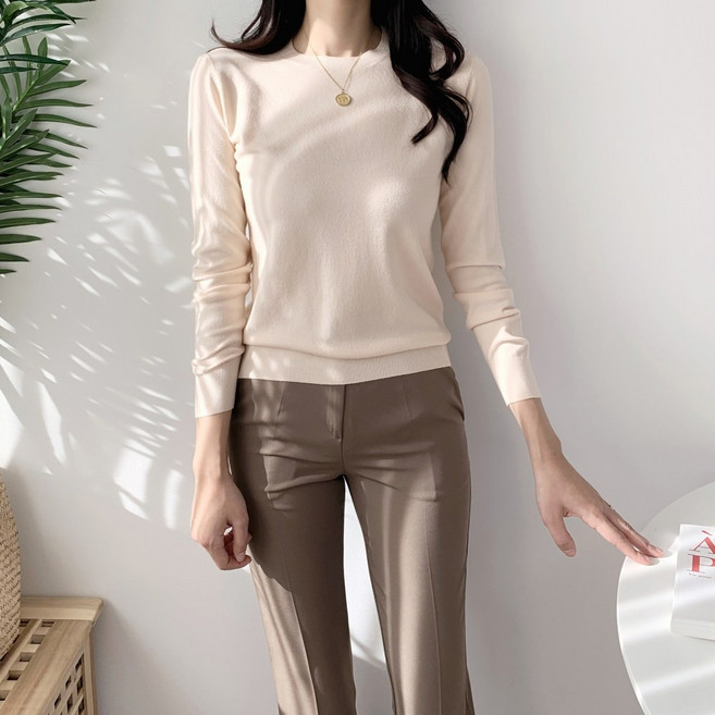 더마르 여성 부드러운 캐시미어 터치 라운드넥 니트 티셔츠 7컬러