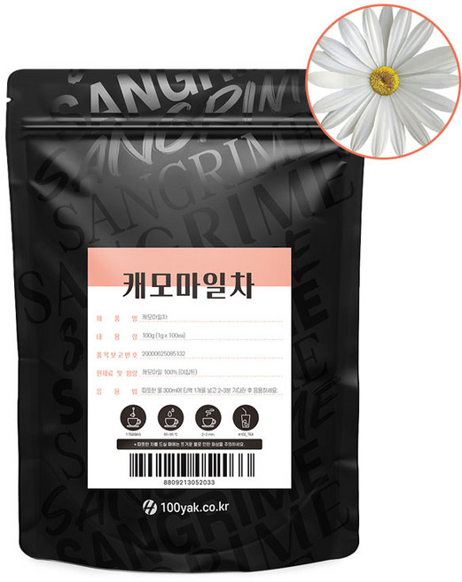 산그리메 캐모마일차 100티백 대용량 PLA 생분해필터 삼각티백차 허브티 카모마일, 100개, 1개, 100개입, 1g