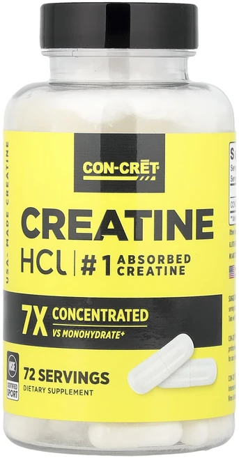 콘크레트 콘 크레트 크레아틴 HCl 72 캡슐, 72정, 5개 - 쿠팡