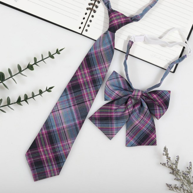핫스윗 여성 체크 교복 리본 넥타이 세트