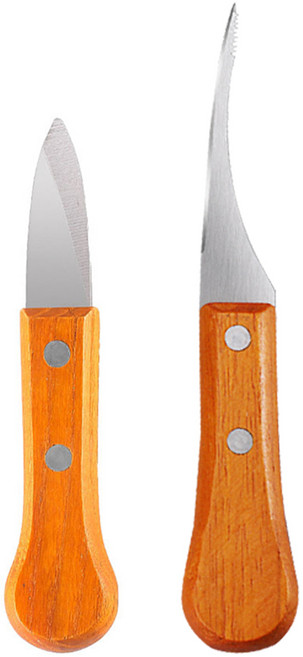 손질 원목 조개칼 C타입 1개 + 원목 새우칼 C타입 1개, 1세트, 브라운