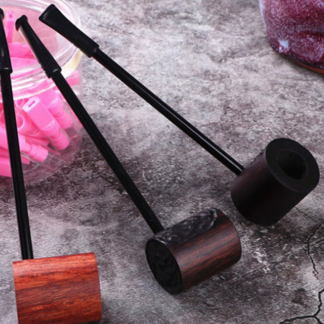 흑단 담배 파이프 레트로 우드 곰방대 인테리어 소품, 브라운 GS1000200B