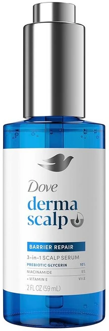 Dove Derma 두피 비듬 완화 3-in-1 배리어 리페어 세럼 프리바이오틱 글리세린 나이아신아미드 및 비타민 E 함유 비듬이 발생하기 쉽고 벗겨지고 건조한 두피용 - 쿠팡