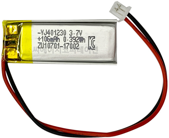 YJ 리튬폴리머배터리 KC인증충전지 3.7V YJ401230 110mAh, 1개, 1개입