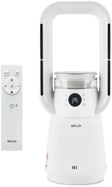MILLth 올인원 사계절 가전 - 무풍 선풍기 가습기 냉풍기 온풍기 히터, 화이트