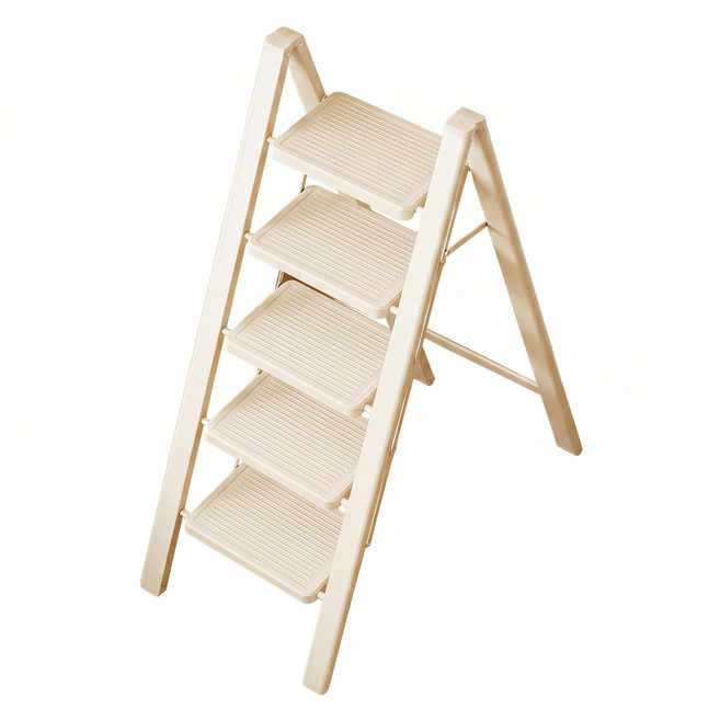 프리미엄 다용도 심플 가정용 접이식 사다리, 5단, 그림 화이트