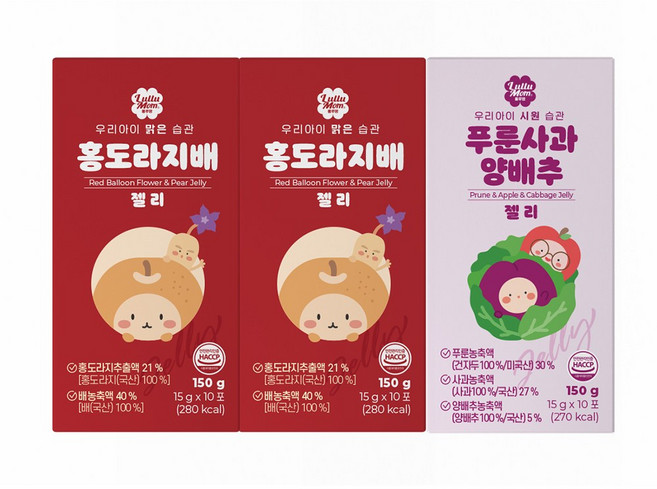 룰루맘 습관젤리 혼합 홍도라지배 15g 20포 + 푸룬사과양배추 15g 10포(총30포), 30개