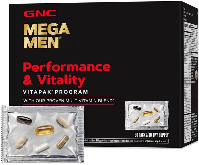GNC 메가맨 멀티비타민 30팩, GNC 메가멘 퍼포먼스 앤 바이탈러티 캡슐 30팩, 1개