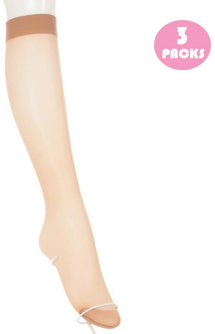 ASTIGU 아츠기 [일본발송] 내츄럴 필링 오브 배어스킨 무릎길이 스타킹 스키니베이지 22-25cm 3팩