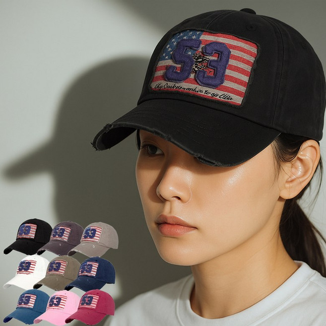 성조기 자수 볼캡 빈티지 캐주얼 야구모자 남성 여성/B-25289