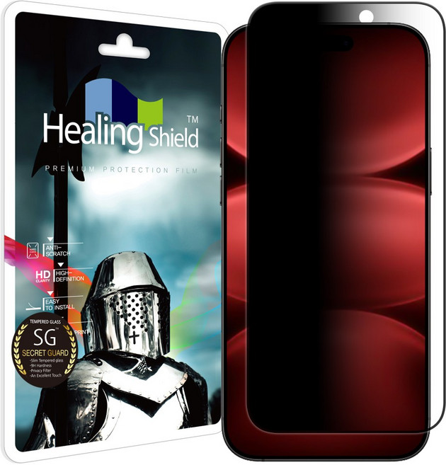 힐링쉴드 프로맥스 3D 풀커버 9H 사생활 정보보안 액정보호 강화유리필름 세트, 1세트