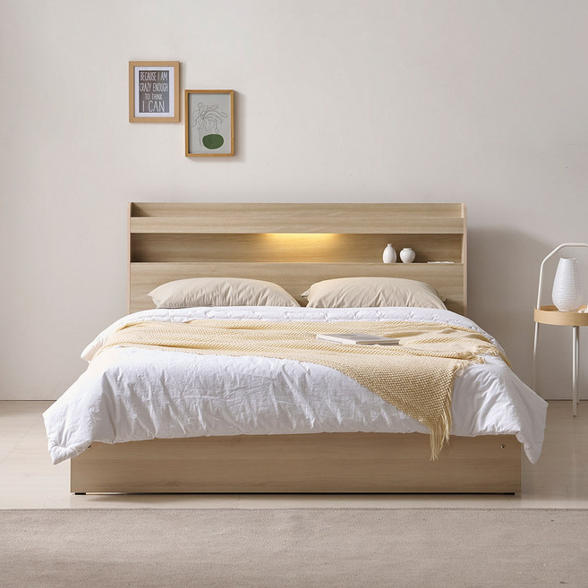 [수도권 지정배송] 아너스 LED 일반형 슈퍼싱글/퀸 침대프레임 (매트제외), 메이플