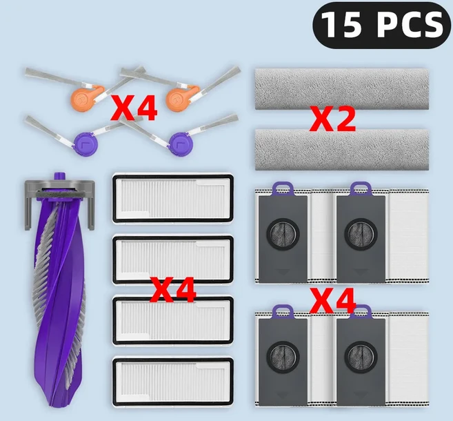 호환 가능 ( Narwal Flow ) 예비 부품 액세서리 메인 사이드 브러시 HEPA 필터 천 먼지 봉투와, 01 Set R