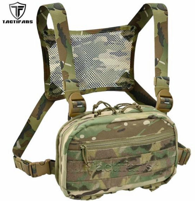 Molle EDC 전술 가슴 팩 조끼 남성용 가방 숨겨진 권총 홀스터 유틸리티 체스트리그 달리기 사냥용, 1개, Tan