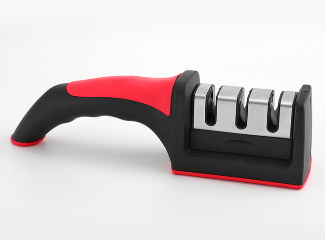 三段式磨刀器 陶瓷金鋼石磨刀工具 適用於菜刀、剪刀, 1個, 三段精磨式+防滑底座+分體可拆卸清洗,快速鋒利【1把-磨刀器】鈍刀變新刀