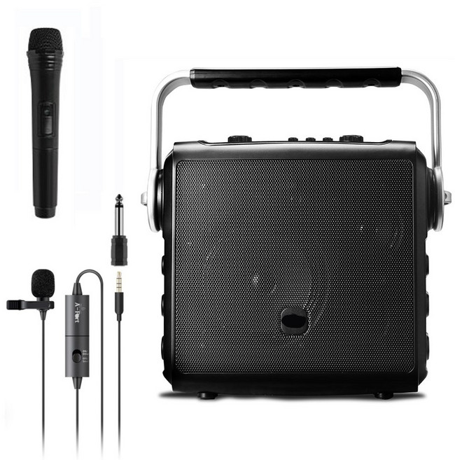 50W 휴대용 소형 블루투스 앰프스피커+노래방 무선 마이크 버스킹 세트, GC_KY301U 핀마이크+무선마이크 총2개