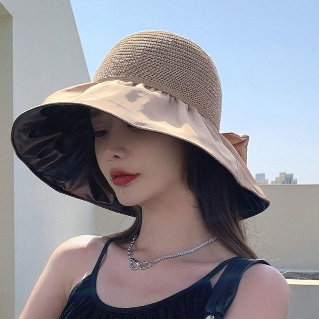 단지 챙넓은 밀짚 여성 여름 자외선 햇빛 차단 모자