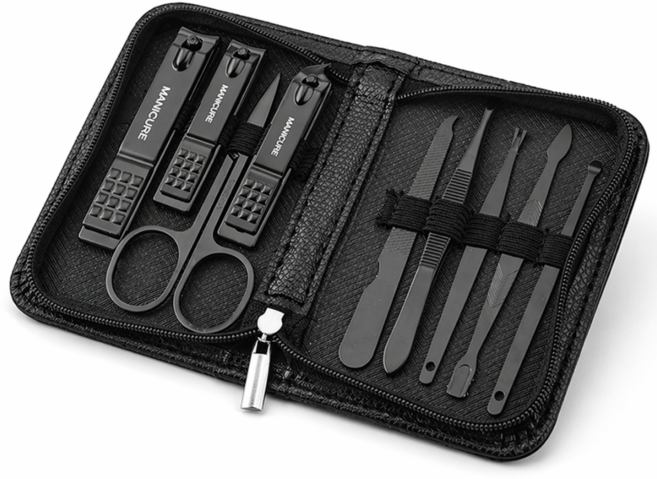 만민365 손톱깎이 발톱깎이 9종 세트, 1개, 블랙