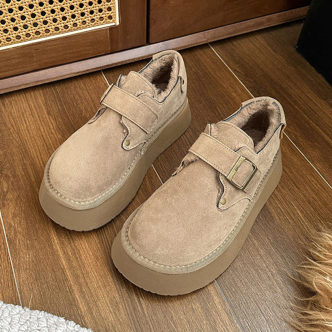 ANYOU 가을겨울 기모 키높이 스노우더 키높이 보온 면 신발