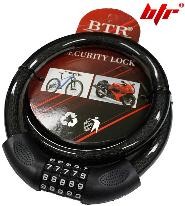 BTR 자전거 자물쇠 열쇠 와이어 관절락 도난방지 잠금장치, 선택05.자물쇠+BTR NW-200 번호키, 1개