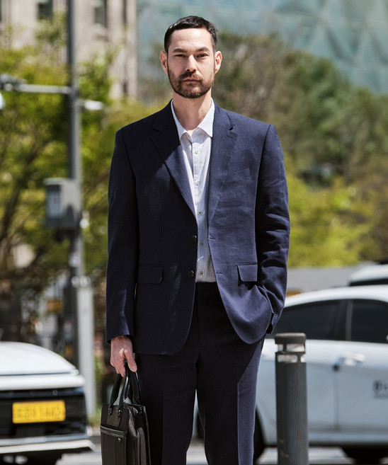 [STCO] 남성 여름 ITALY FABIO 린넨&울 수트 세트 클래식핏 네이비